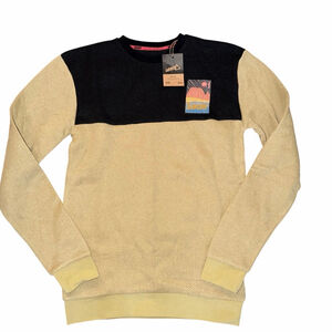 Leatt Premium Crewneck Sweatshirt Colorblock Tan Black Men’s Medium NWT